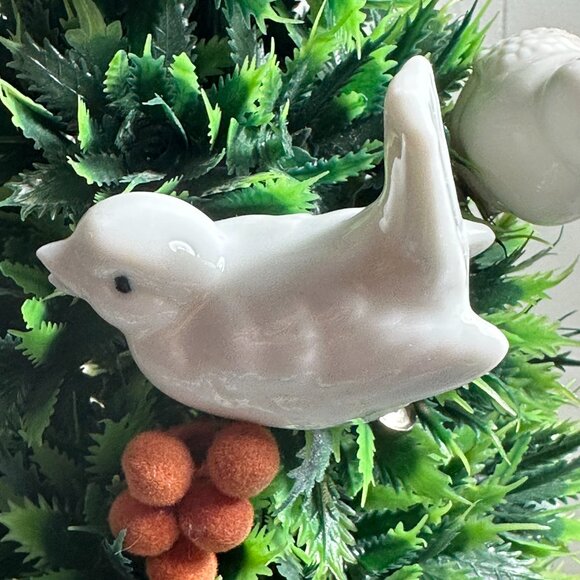 Porcelain Dove Bird Ornaments Two Clip on Christmas Tree Holiday Home Decor - Picture 2 of 8